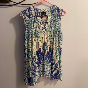 New Directions Multi Colored Flowing Top w Attached Under Shirt Sz M